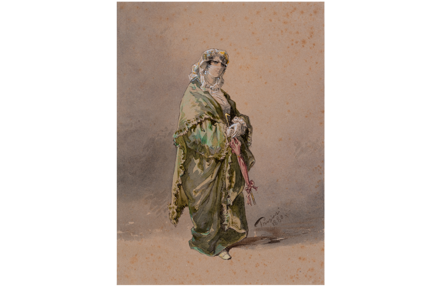 Print on Canvas: Veiled Oriental Lady with Parasol - Preziosi - Heritage Malta