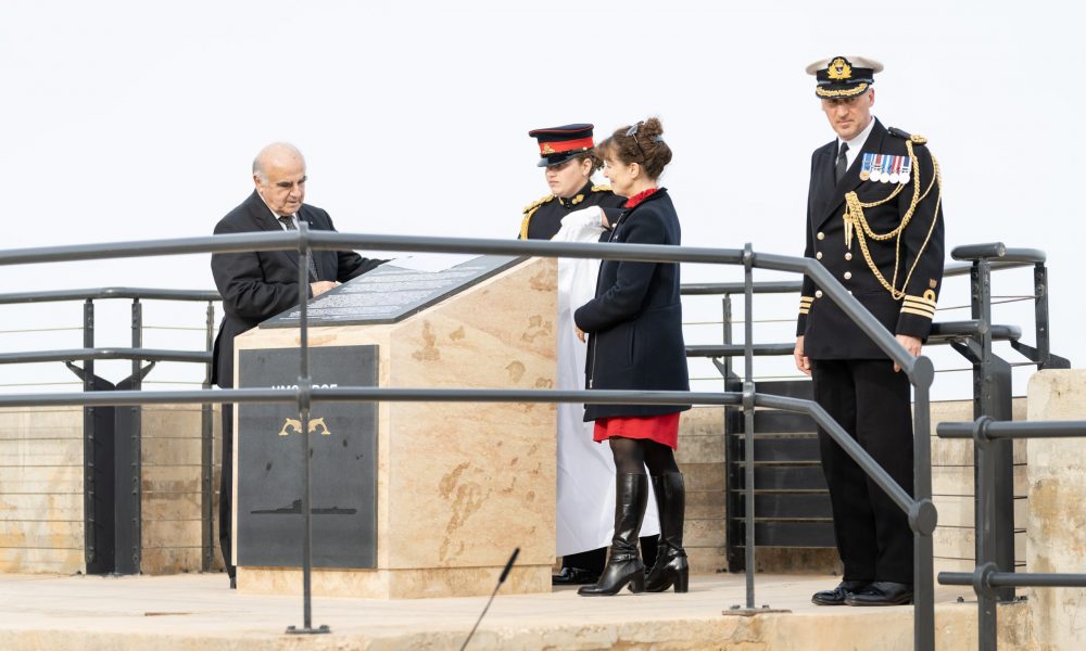 President George Vella unveils a monument commemorating HMS Urge at Fort St Elmo