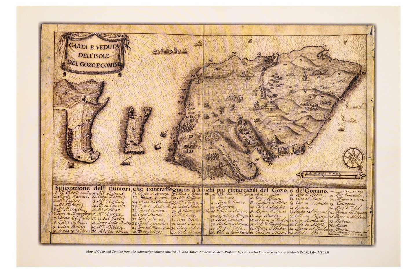 Carta e Veduta Dell’Isole Del Gozo e Comino
