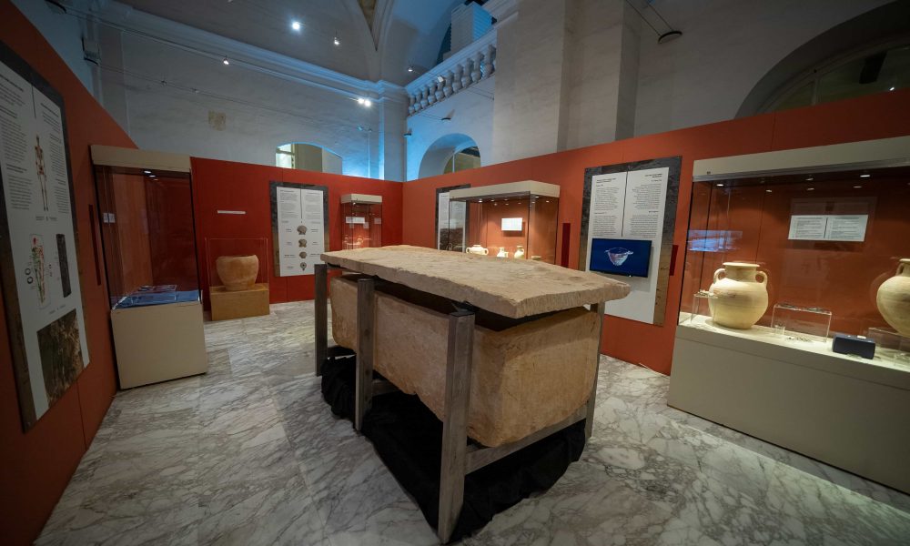 Sarcophagus discovered in Rabat on display in an exhibition about Phoenician death rituals