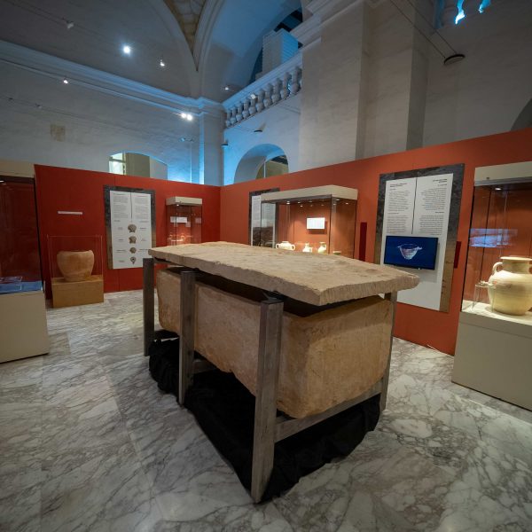 Sarcophagus discovered in Rabat on display in an exhibition about Phoenician death rituals